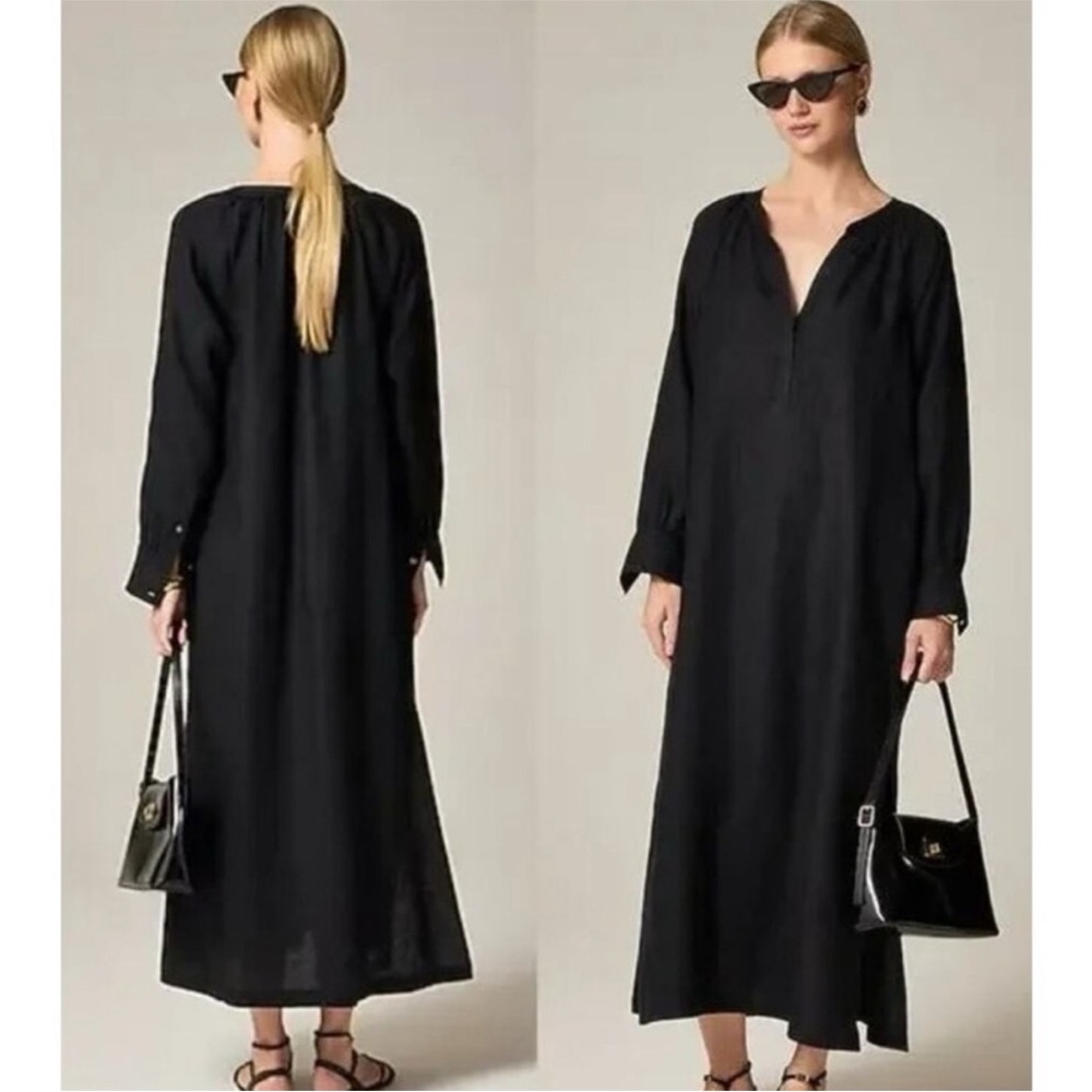 J. Crew Cabana Dress in Black Linen